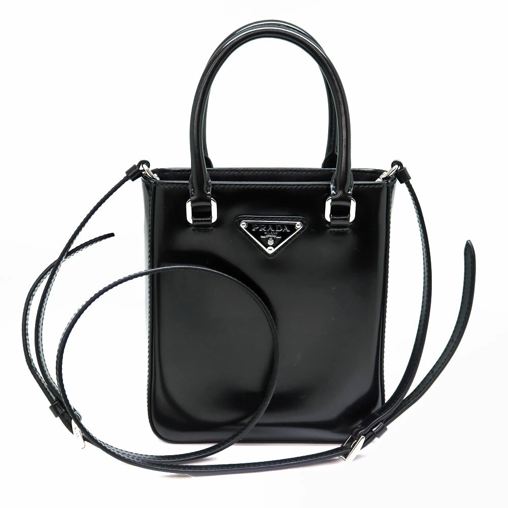 Prada brushed leather tote Shoulder Bag black - Picture 1 of 6